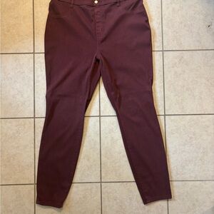 Time And Tru Women’s High Rise Jeggings Maroon Size XL (16-18)